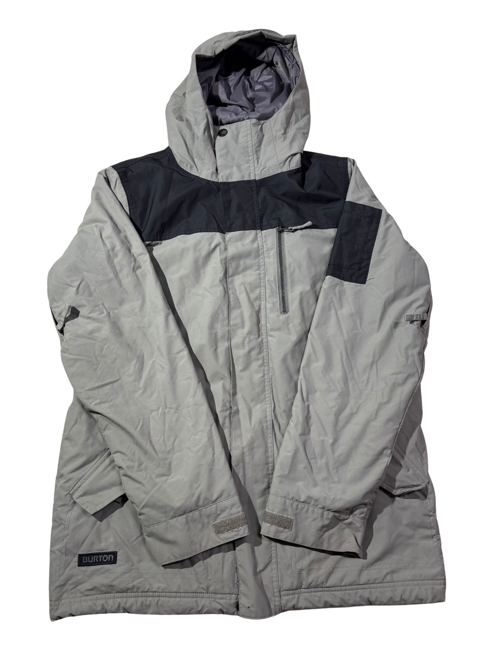 Burton DRYRIDE White Collection Hooded Ski Snowboard Jacket Gray/Black L